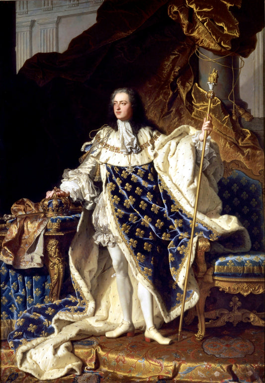 Louis XV, King of France, vintage artwork by Hyacinthe Rigaud, 12x8" (A4) Poster