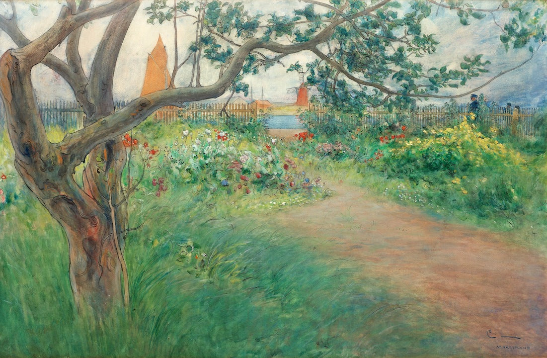 Landscape at Marstrand, vintage artwork by Carl Larsson, 12x8" (A4) Poster