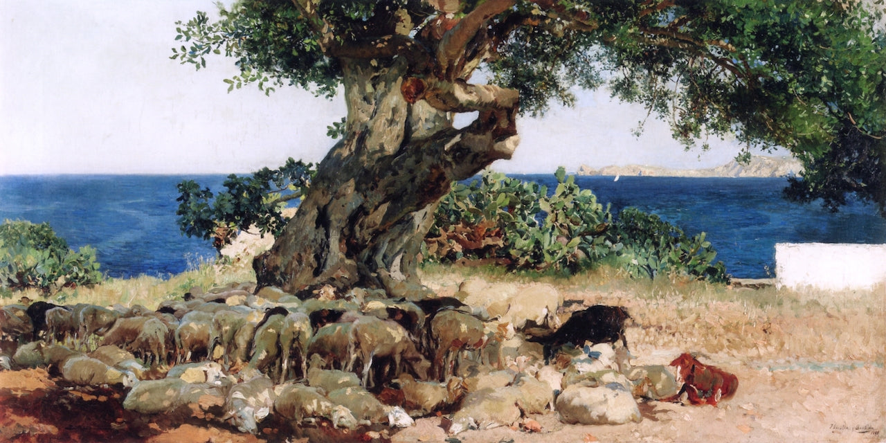 The Carob Tree, vintage artwork by Joaquin Sorolla y Bastida, 12x8" (A4) Poster