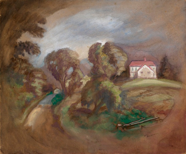 Farmhouse on Top of the Hill, vintage artwork by Sergei Sudeikin, 12x8" (A4) Poster