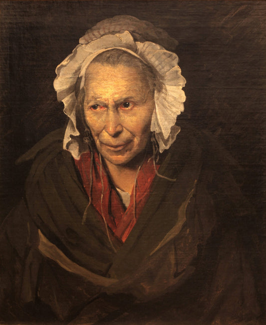 Portrait of a demented woman, vintage artwork by Theodore Gericault, 12x8" (A4) Poster