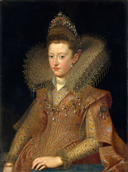 Margarita Gonzaga, Duchess of Lorraine, vintage artwork by Frans Pourbus the Younger, 12x8" (A4) Poster