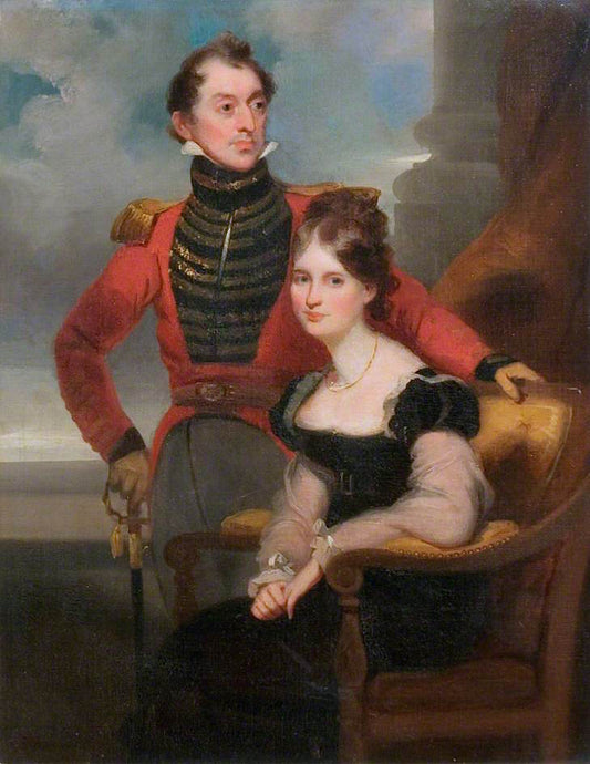 Ensign in Uniform with His Wife, vintage artwork by George Chinnery, 12x8" (A4) Poster