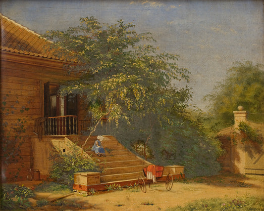 The Garden Steps Leading to the Artist’s Studio at Blegdammen, Copenhagen, vintage artwork by Christen Købke, A3 (16x12") Poster Print