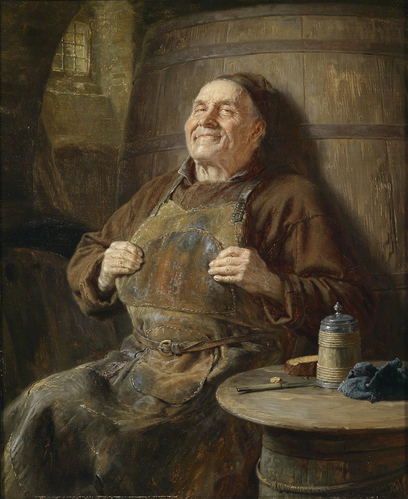 Peace and Contentment, vintage artwork by Eduard von Grützner, 12x8" (A4) Poster