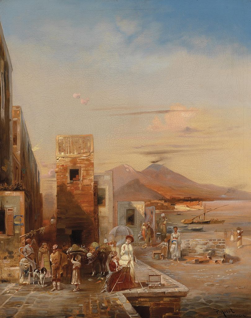 Southern Italian Scene, vintage artwork by Robert Alott, 12x8" (A4) Poster