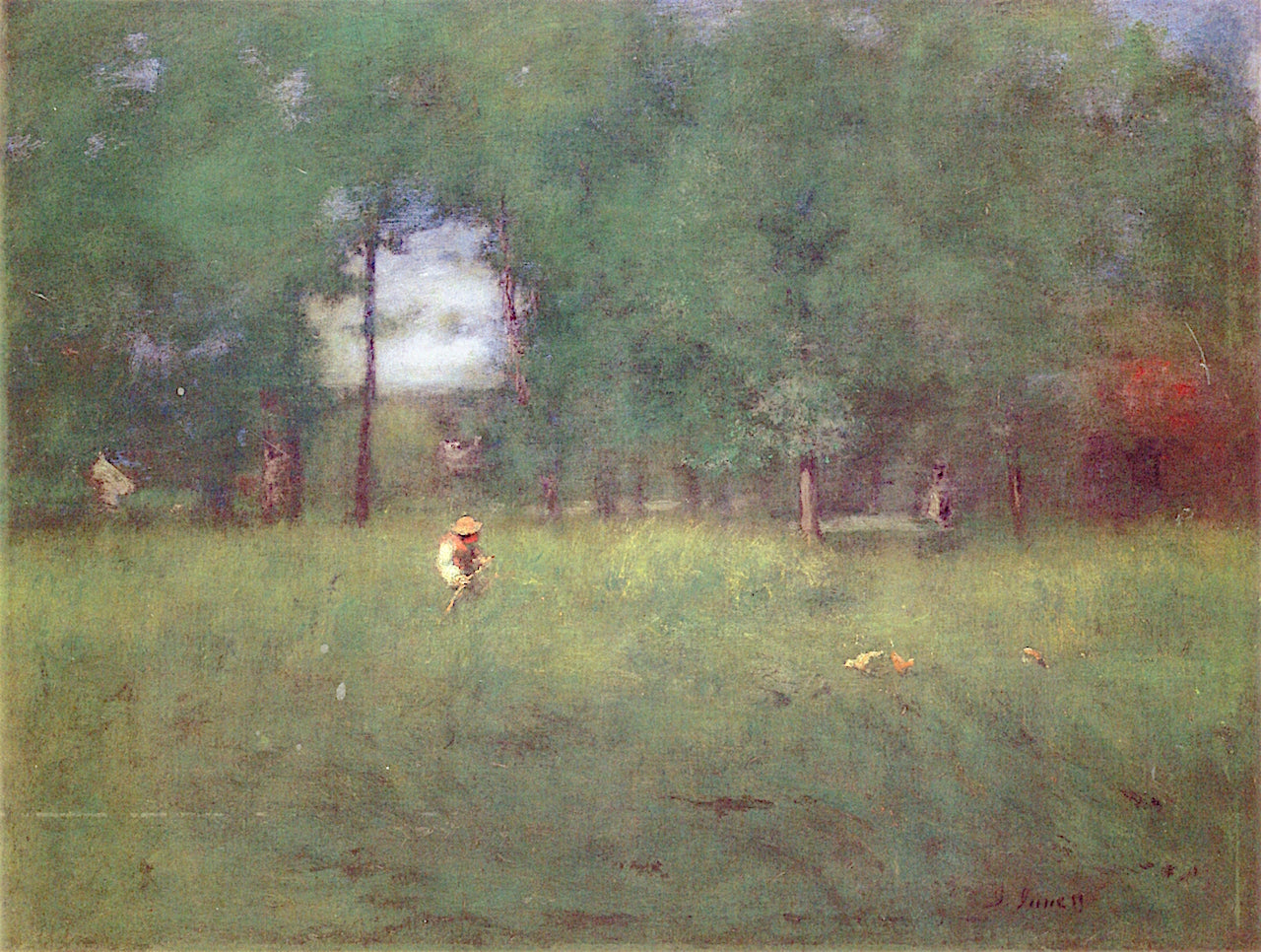 Across the Meadows, Montclair, New Jersey, vintage artwork by George Inness, 12x8" (A4) Poster