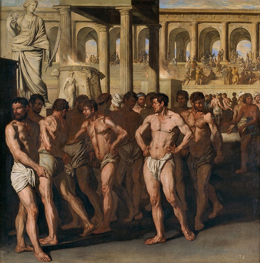 Roman Athletes, vintage artwork by Aniello Falcone, 12x8" (A4) Poster