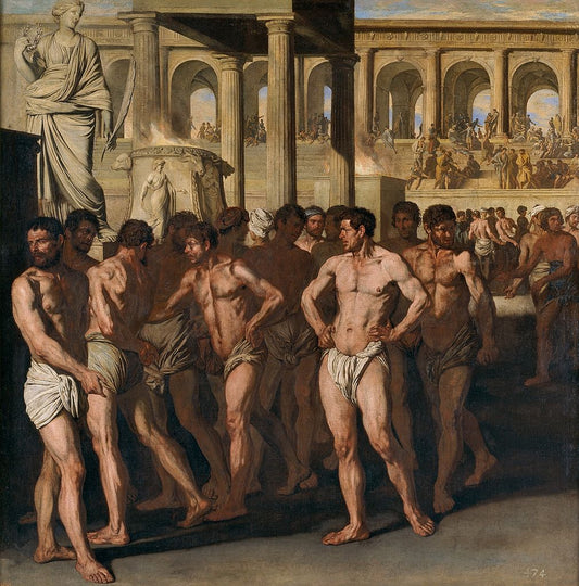 Roman Athletes, vintage artwork by Aniello Falcone, 12x8" (A4) Poster