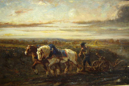 Horses Ploughing, vintage artwork by Jules Jacques Veyrassat, A3 (16x12") Poster Print