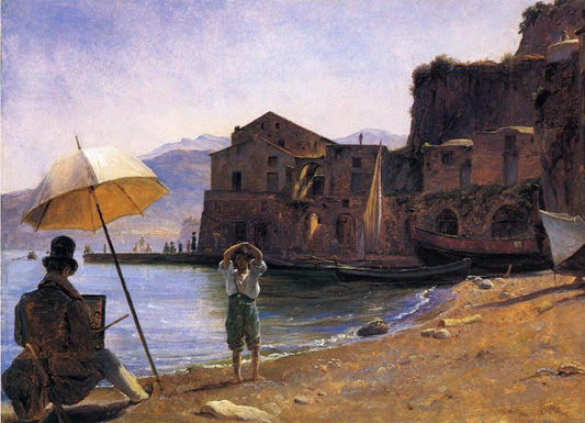 The Painter and the Boy, vintage artwork by Thomas Fearnley, A3 (16x12") Poster Print