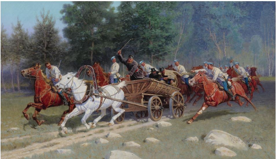 Cavalry on the Attack, vintage artwork by Illarion Pryanishnikov, 12x8" (A4) Poster