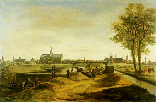 The Construction of the New Ramparts at Haarlem in 1671, vintage artwork by Gerrit Adriaensz.Berckheyde, 12x8" (A4) Poster