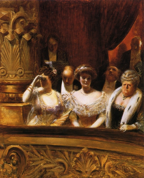 A Private Box at the Opera, vintage artwork by Albert Guillaume, 12x8" (A4) Poster