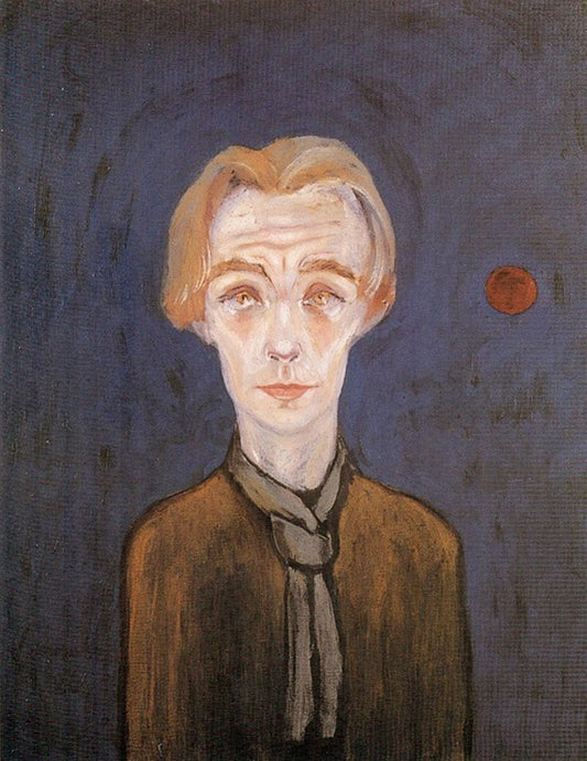 Self-Portrait with Red Moon, vintage artwork by Walter Gramatte, 12x8" (A4) Poster
