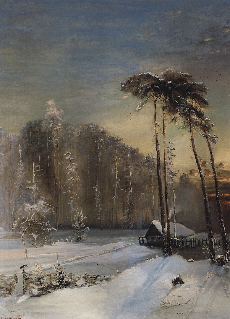 Forest in Winter, vintage artwork by Alexei Kondratyevich Savrasov, 12x8" (A4) Poster