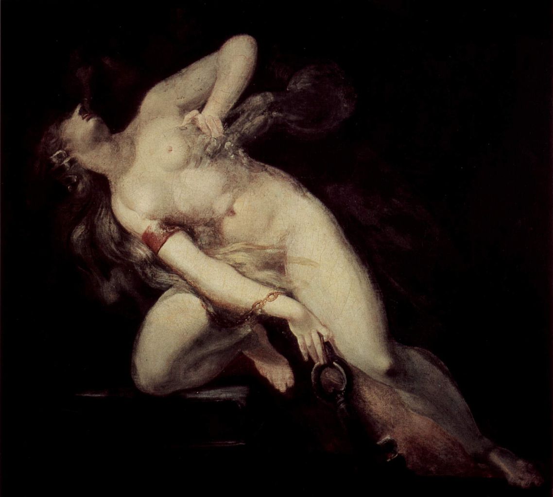 The sin, followed by  death, vintage artwork by Johann Heinrich Füseli, 12x8" (A4) Poster
