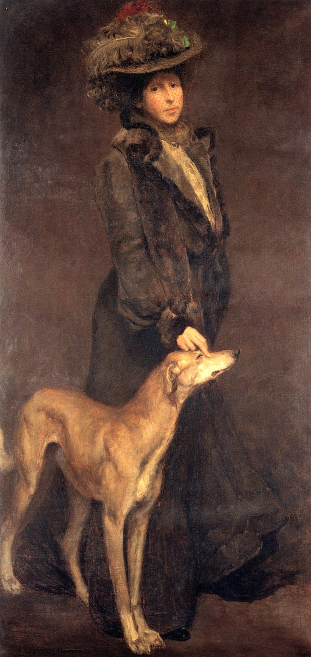 Lady and Dog by Charles H. Woodbury,A3(16x12")Poster