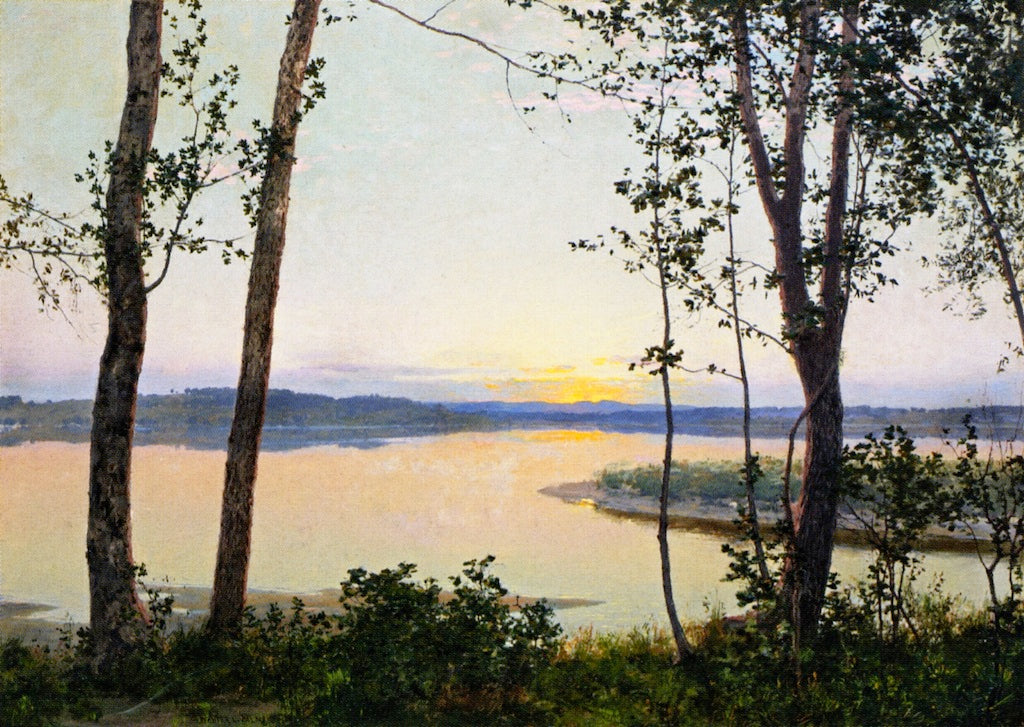 Sunrise over the Lake, vintage artwork by Walter Launt Palmer, 12x8" (A4) Poster