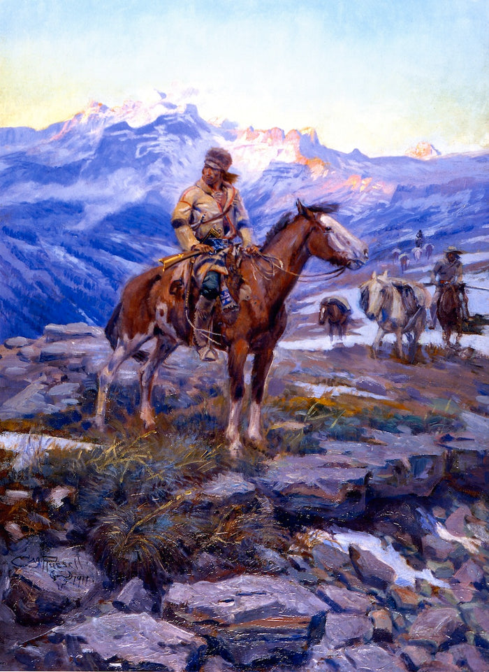 Free Trappers by Charles Marion Russell,A3(16x12