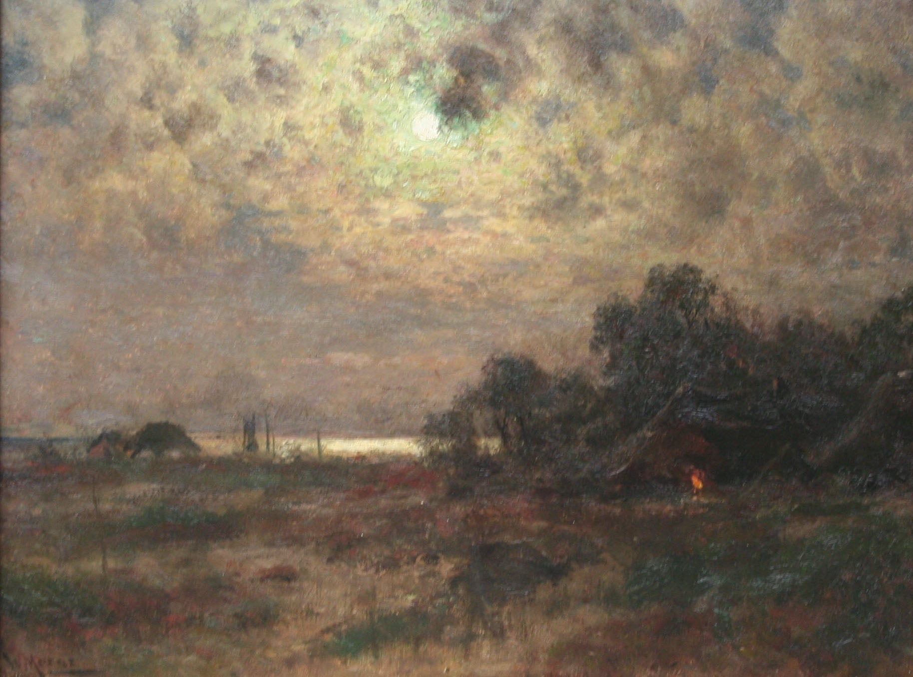 Moonrise, vintage artwork by Walter Moras, 12x8" (A4) Poster