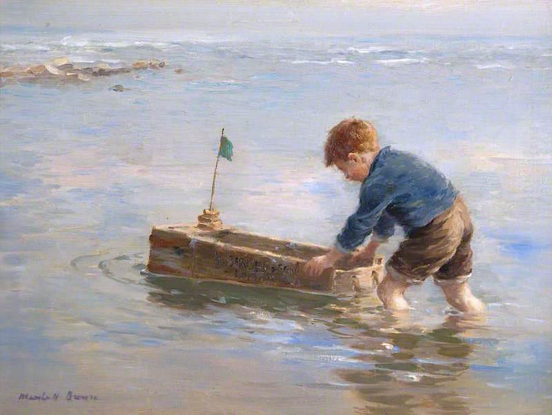 The Toy Boat, vintage artwork by William Marshall Brown, R.S.A. R.S.W., 12x8" (A4) Poster