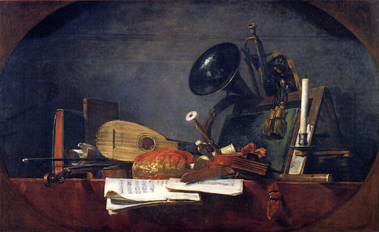 The Attributes of Music, vintage artwork by Jean-Baptiste-Simeon Chardin, 12x8" (A4) Poster