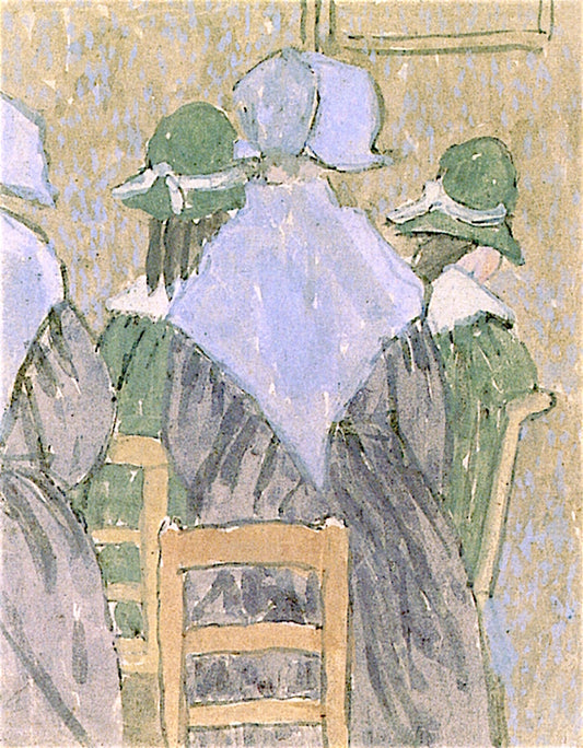 Nuns and Schoolgirls Standing in Church, vintage artwork by Gwen John, 12x8" (A4) Poster