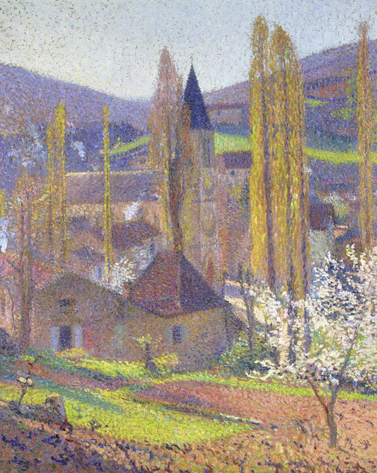 Church in Labastide in Spring, vintage artwork by Henri Martin, 12x8" (A4) Poster