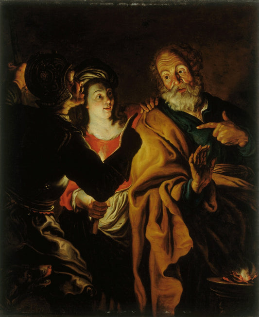 Denial of Saint Peter, vintage artwork by Gerard Seghers, 12x8" (A4) Poster