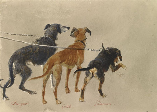 Prince Albert's dogs, vintage artwork by Carl Haag, A3 (16x12") Poster Print
