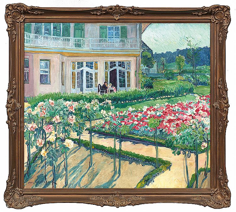 Wannsee,  Villa with Rose Garden, vintage artwork by Philipp Franck, 12x8" (A4) Poster