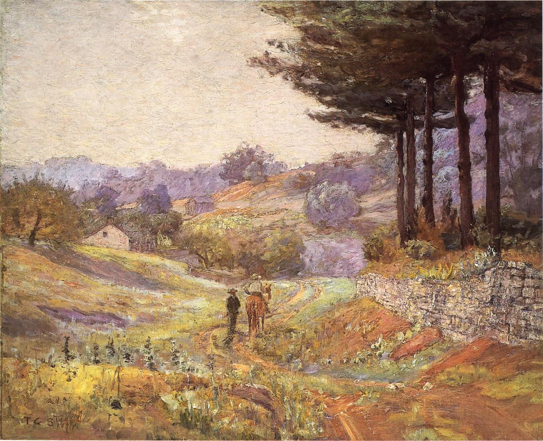 Hills of Vernon, vintage artwork by Theodore Clement Steele, 12x8" (A4) Poster