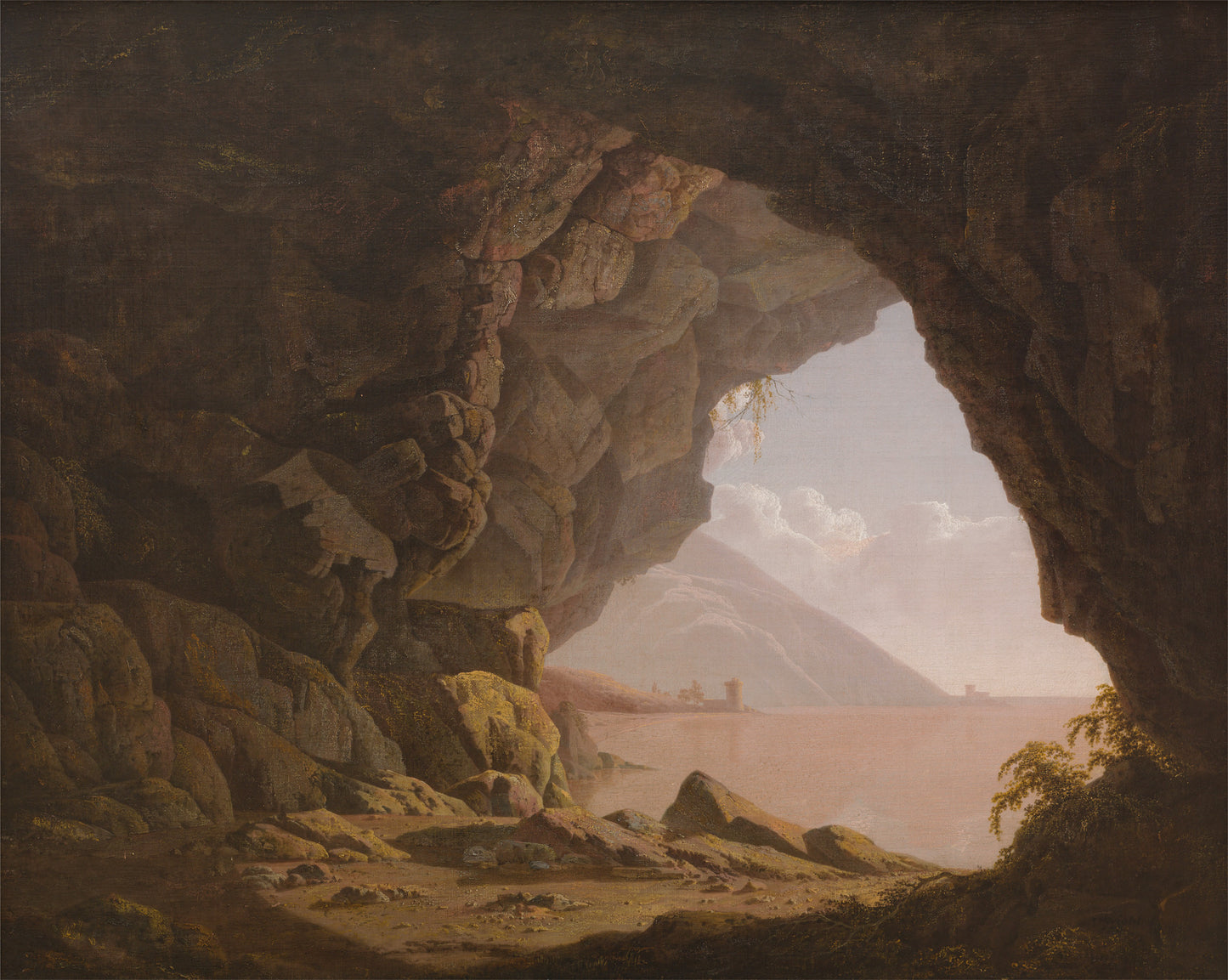 Cavern near Naples, vintage artwork by Joseph Wright of Derby , 12x8" (A4) Poster