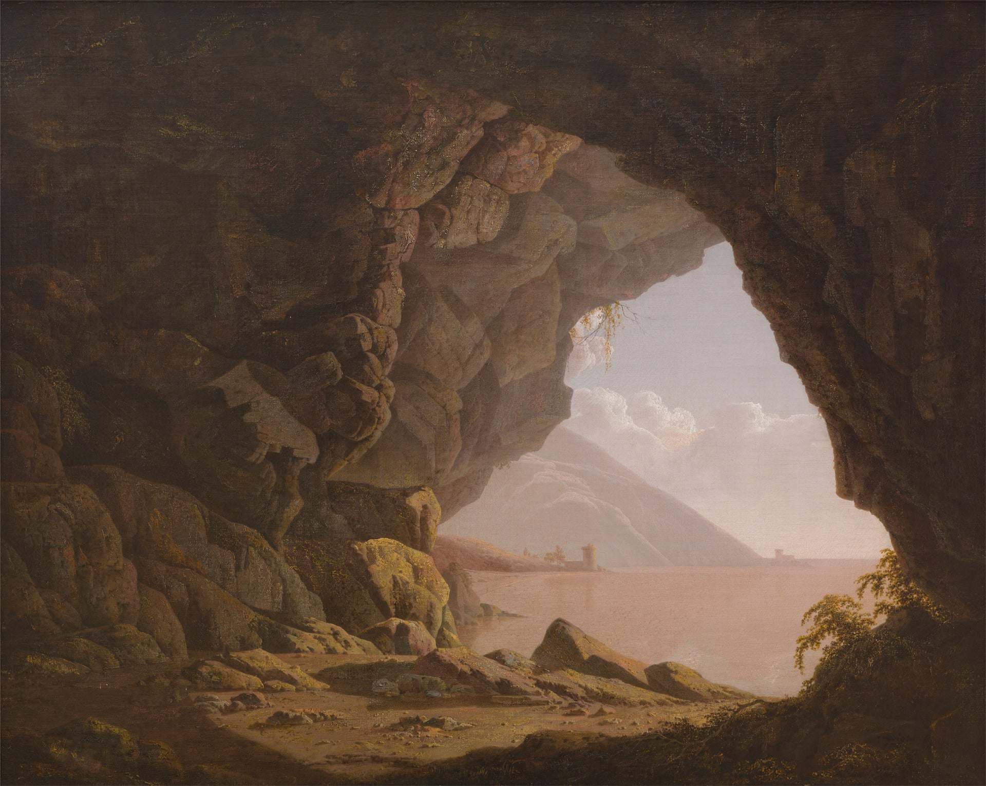 Cavern near Naples, vintage artwork by Joseph Wright of Derby , 12x8" (A4) Poster