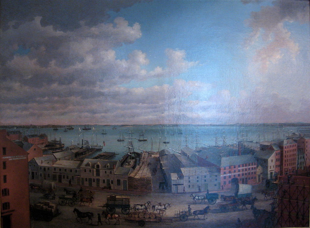 View of Boston Harbor, vintage artwork by John White Allen Scott, A3 (16x12") Poster Print