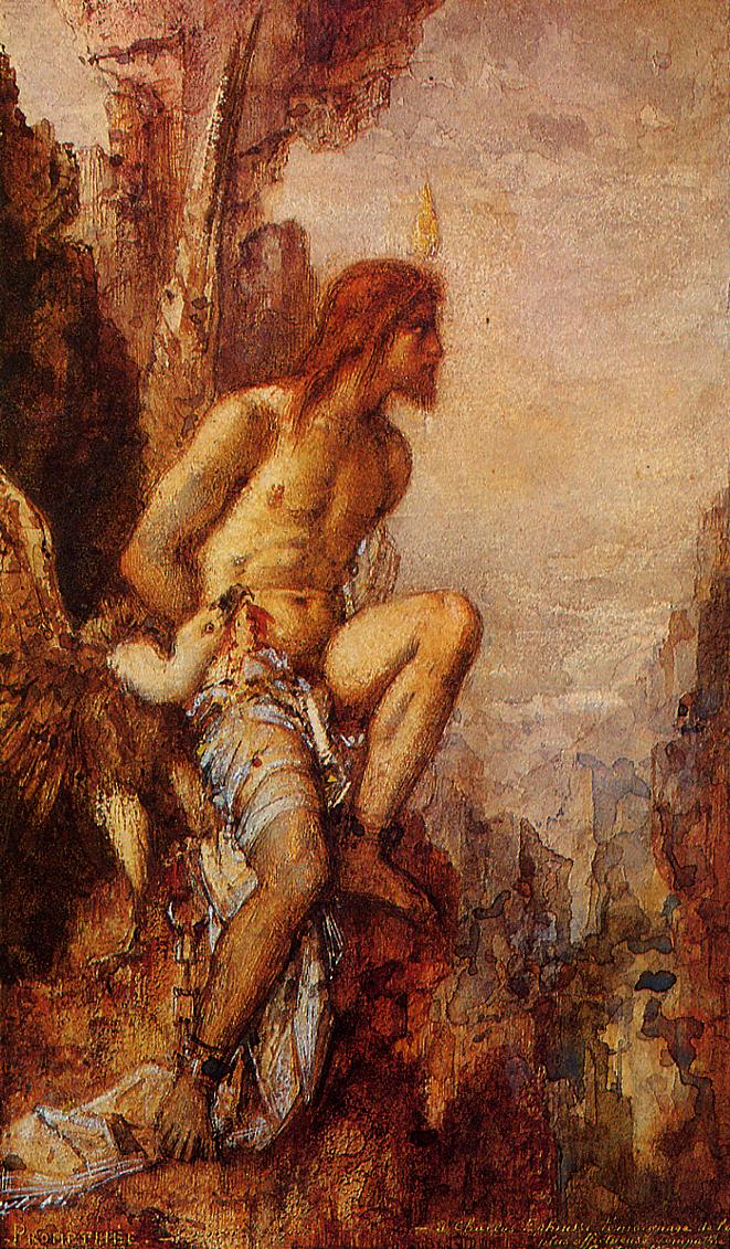 Prometheus in Chains, vintage artwork by Gustave Moreau, 12x8" (A4) Poster