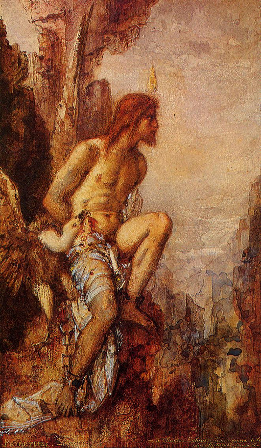 Prometheus in Chains, vintage artwork by Gustave Moreau, 12x8" (A4) Poster