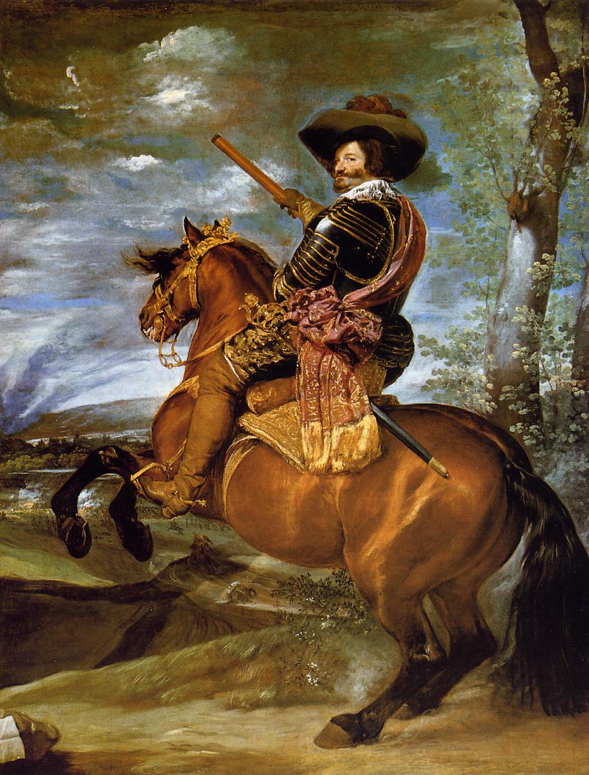 Count-Duke of Olivares on Horseback, vintage artwork by Diego Velázquez, 12x8" (A4) Poster