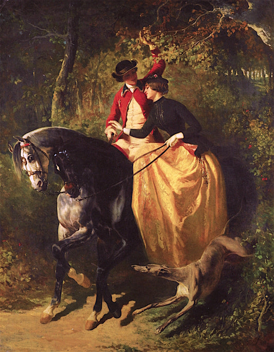 L'Entree au bois, vintage artwork by Alfred de Dreux, A3 (16x12") Poster Print