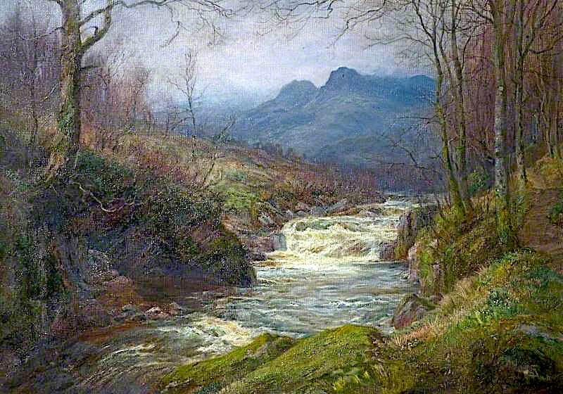 Flowing from the Fells, vintage artwork by William Lakin Turner, 12x8" (A4) Poster