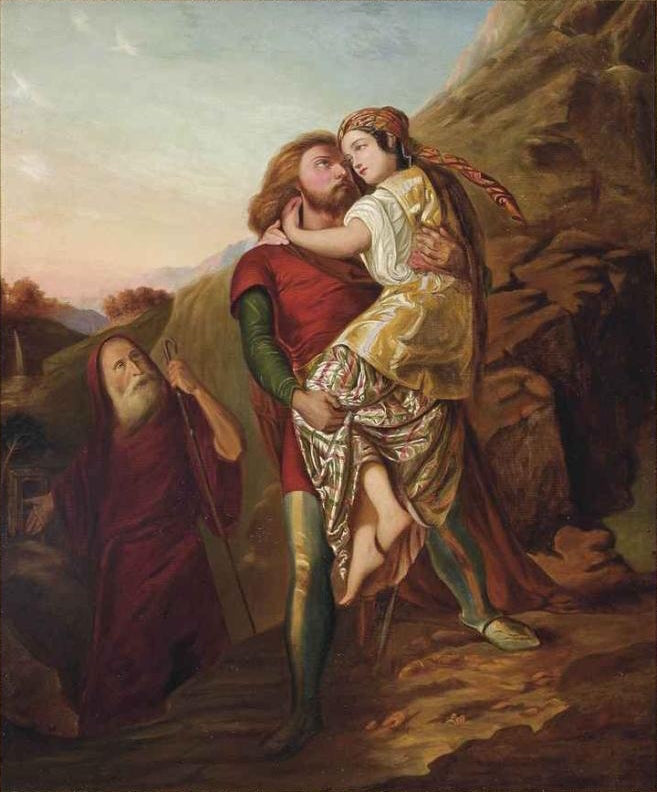Moses and Zipporah, vintage artwork by Johann Friedrich Overbeck, 12x8" (A4) Poster