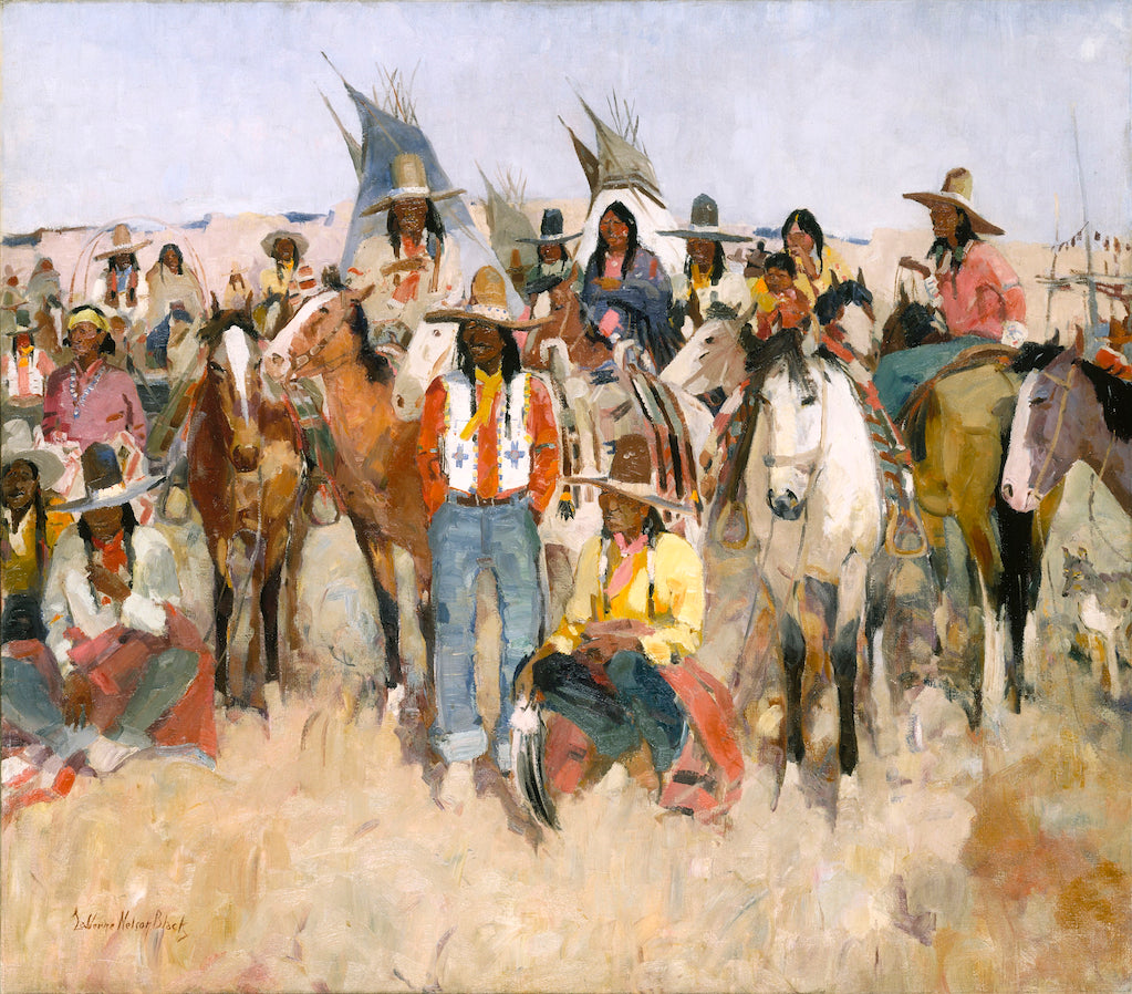 Jicarilla Apache Fiesta, vintage artwork by Laverne Nelson Black, 12x8" (A4) Poster