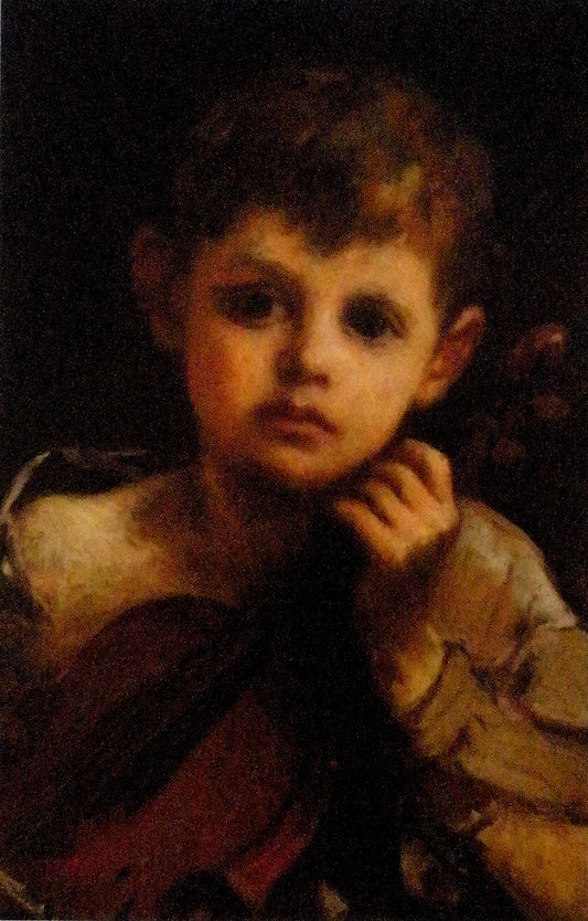 Boy with a Violin, vintage artwork by Attributed to William Morris Hunt, 12x8" (A4) Poster