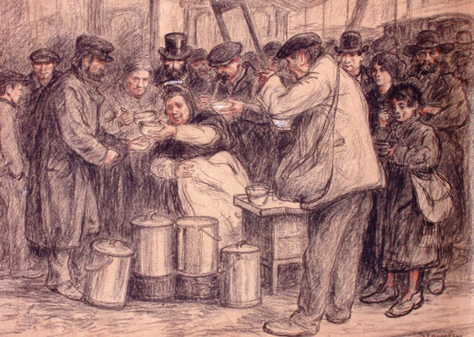 The Soup Kitchen, vintage artwork by Theophile-Alexandre Steinlen, 12x8" (A4) Poster