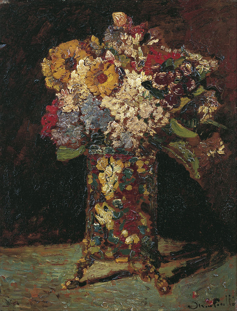 Flower Still-Life, vintage artwork by Adolphe-Joseph-Thomas Monticelli, 12x8" (A4) Poster