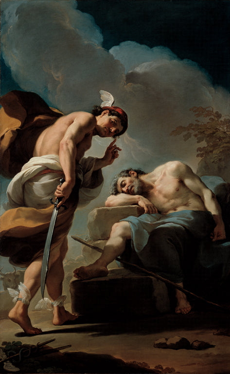 Mercury about to Behead Argus, vintage artwork by Ubaldo Gandolfi, 12x8" (A4) Poster