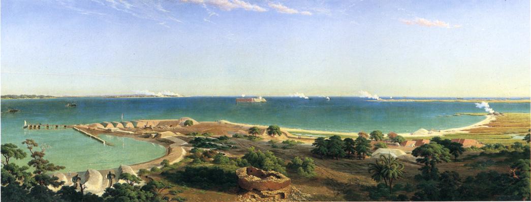 The Bombardment of Fort Sumter, vintage artwork by John Ross Key, 12x8" (A4) Poster