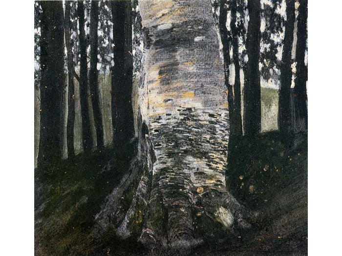 Birch in a Forest, vintage artwork by Gustav Klimt, 12x8