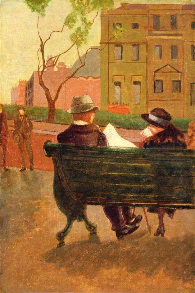 The Park Bench, vintage artwork by Malcolm Drummond, 12x8" (A4) Poster